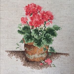 Geraniums Cross Stitch Art